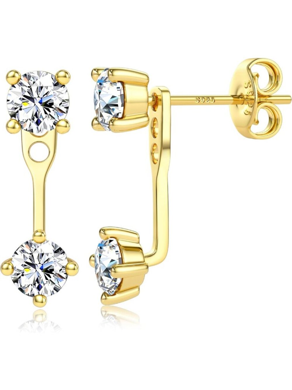 Moissanite Stud Earrings in 925 Sterling Silver | Elegant Earring Jackets for